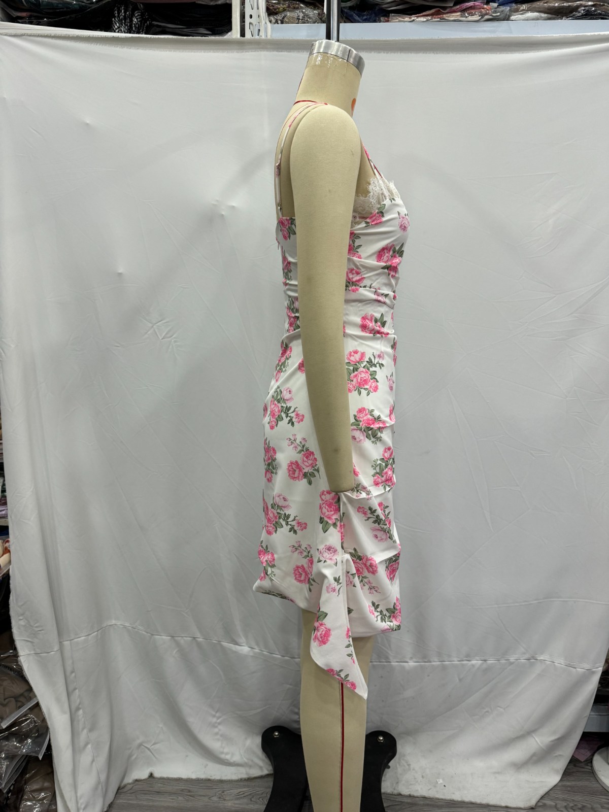 Spring Women Clothing Casual Lace Decorative Floral Suspender Dress CHEN