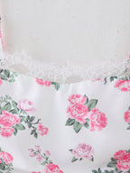 Spring Women Clothing Casual Lace Decorative Floral Suspender Dress CHEN
