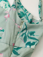 Women Linen Blended Floral Print Midi Sling Dress Howe