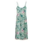 Women Linen Blended Floral Print Midi Sling Dress Howe