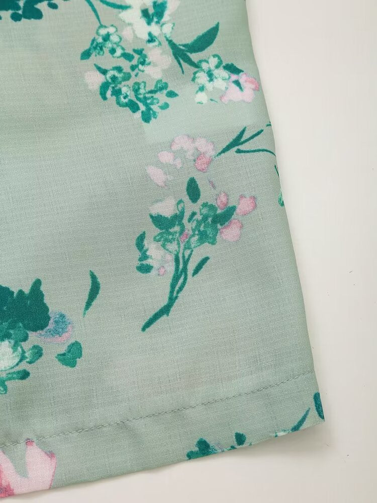 Women Linen Blended Floral Print Midi Sling Dress Howe