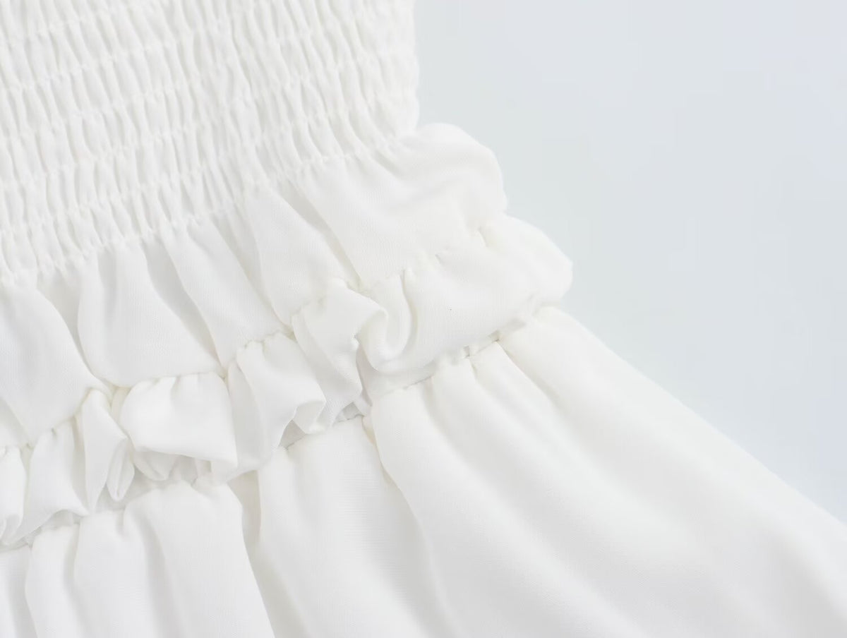 Spring Women Clothing Casual Simple Flying Sleeves Hollow Out Cutout Lace Dress Wennie