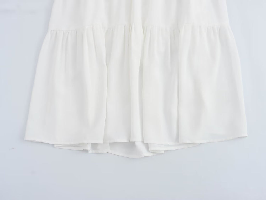 Spring Women Clothing Casual Simple Flying Sleeves Hollow Out Cutout Lace Dress Wennie