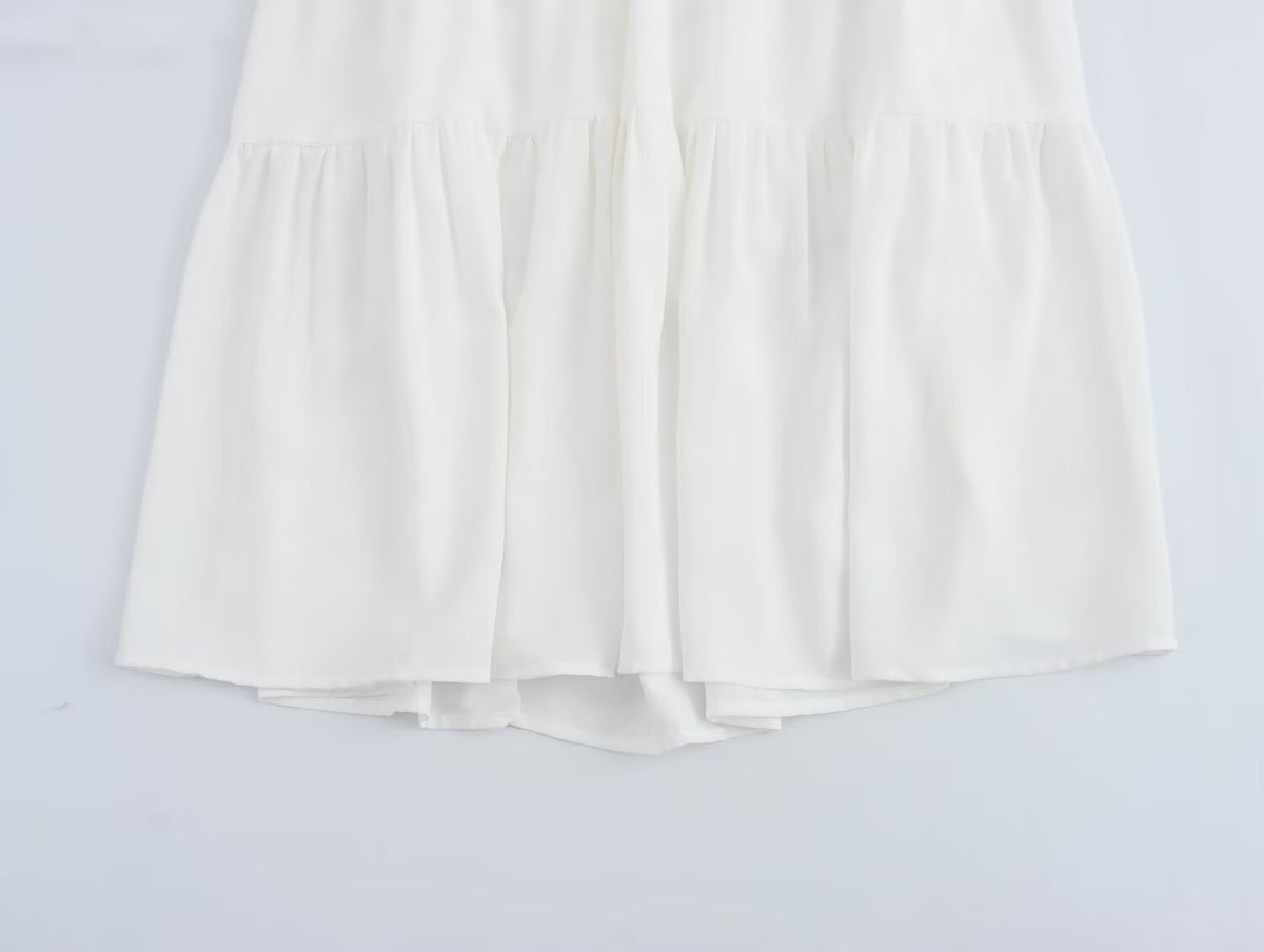 Spring Women Clothing Casual Simple Flying Sleeves Hollow Out Cutout Lace Dress Wennie