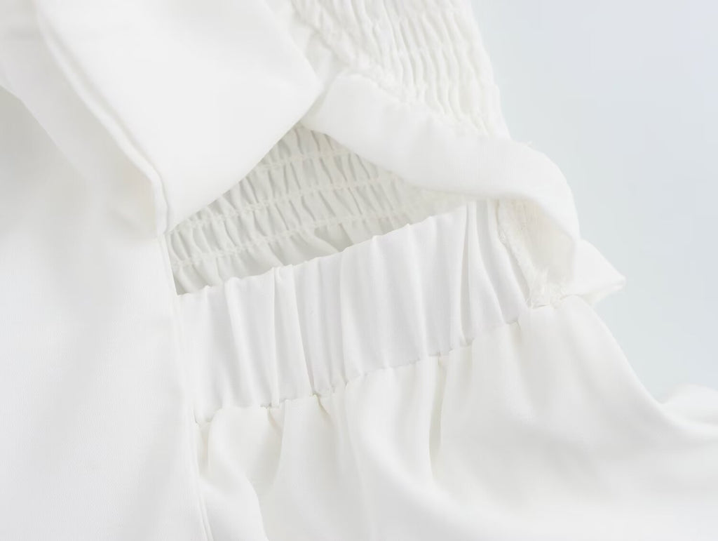 Spring Women Clothing Casual Simple Flying Sleeves Hollow Out Cutout Lace Dress Wennie