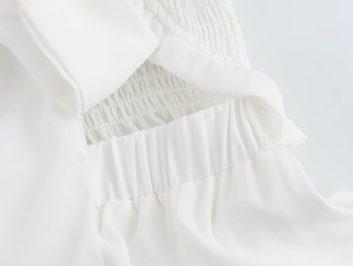 Spring Women Clothing Casual Simple Flying Sleeves Hollow Out Cutout Lace Dress Wennie