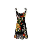 French Girl Floral Printed Sexy Slim Fit Bow Tied Dress Women Summer Holiday High Waist PullWind