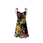 French Girl Floral Printed Sexy Slim Fit Bow Tied Dress Women Summer Holiday High Waist PullWind