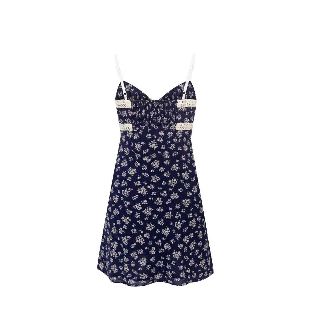 Spring Lace Lace Chest Strap Floral Strap Dress PullWind