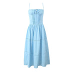 Spring Hollow Out Cutout out Strap Waist Slimming Sling Dress Aiostar