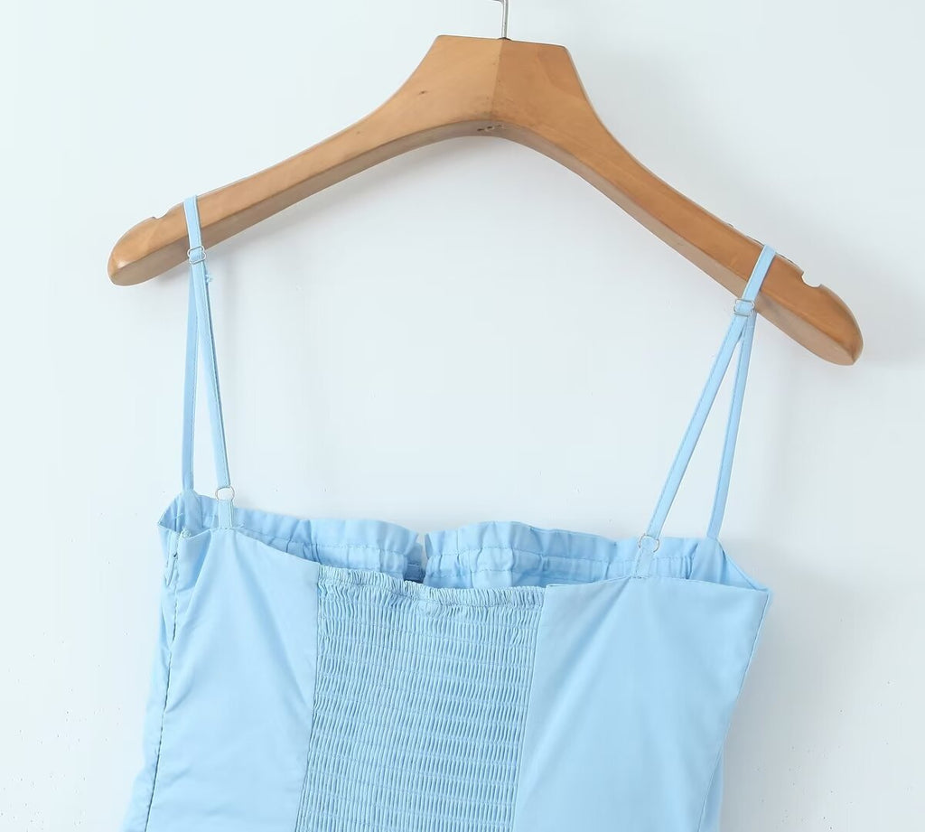 Spring Hollow Out Cutout out Strap Waist Slimming Sling Dress Aiostar