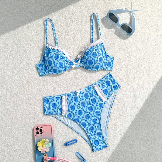 Conjunto de bikini con volantes y estampado floral de Bikinx para mujer para vacaciones
