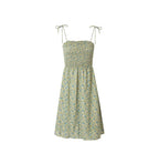 French Floral Printing Slip Dress Women Spring Retro Waist Controlled Slimming Dress PullWind