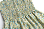 French Floral Printing Slip Dress Women Spring Retro Waist Controlled Slimming Dress PullWind