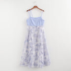 Summer Low Collar Sleeveless Stitching Printing Slip Dress Women FRIDAY
