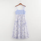 Summer Low Collar Sleeveless Stitching Printing Slip Dress Women FRIDAY