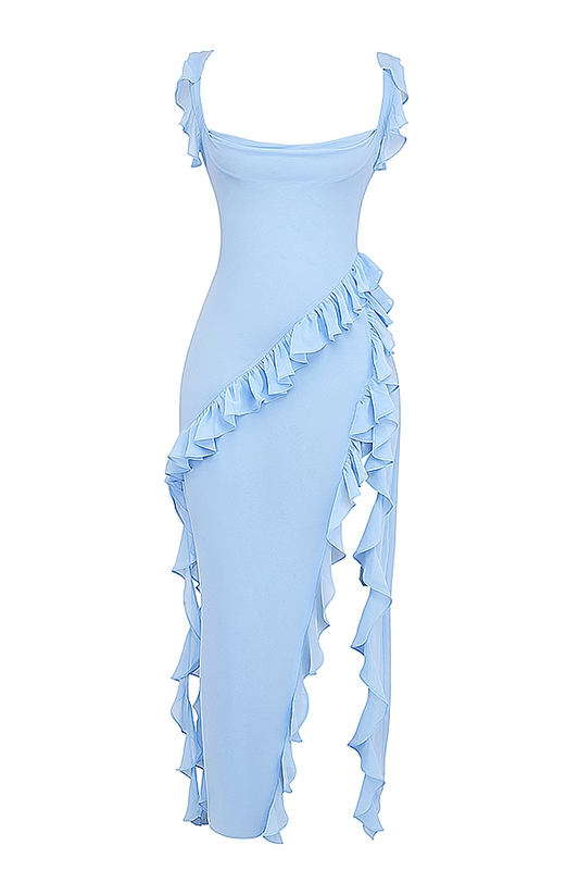 Women Clothing Summer Autumn Sexy Wooden Ear Stitching Split Dress