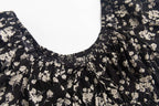 French Tea Break Square Collar Lace up Puff Sleeve Floral Dress Summer Tight Waist Slim Vacation Dress PullWind