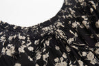 French Tea Break Square Collar Lace up Puff Sleeve Floral Dress Summer Tight Waist Slim Vacation Dress PullWind
