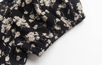 French Tea Break Square Collar Lace up Puff Sleeve Floral Dress Summer Tight Waist Slim Vacation Dress PullWind