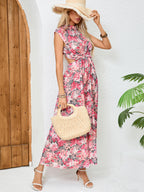Women Summer Vacation Floral Elegant Backless A Line Maxi Dress ANA
