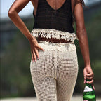 Sexy Hollow Out Cutout Shell Bikini Top Hand Crochet Female Sun Protective Blouse Zunee