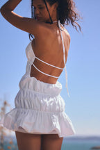 Vestido de verano sexy con escote en V profundo y espalda descubierta para mujer
