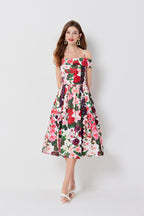 Women Summer Vacation Printed Floral A Line Dress ESUNG