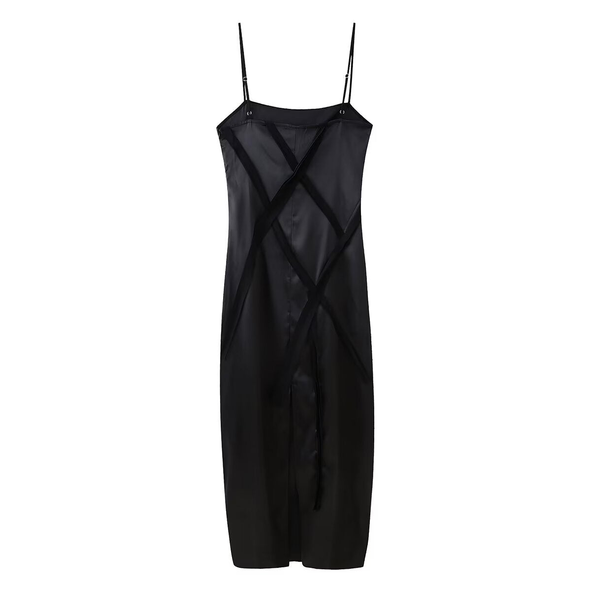 Women Clothing Floral Decorative Silk Satin Texture Midi Dress CHEN