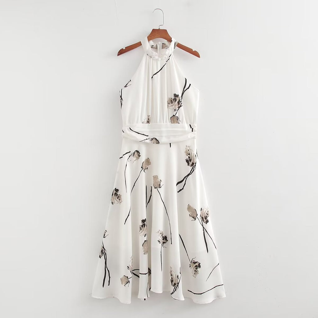 Summer Women Clothing Printing Dress Women Neck Hanging Dress FRIDAY
