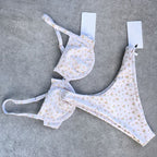 Women Seperated Swimwear Retro Dot Steel Bracket Gathered Sexy Bikini YatHin