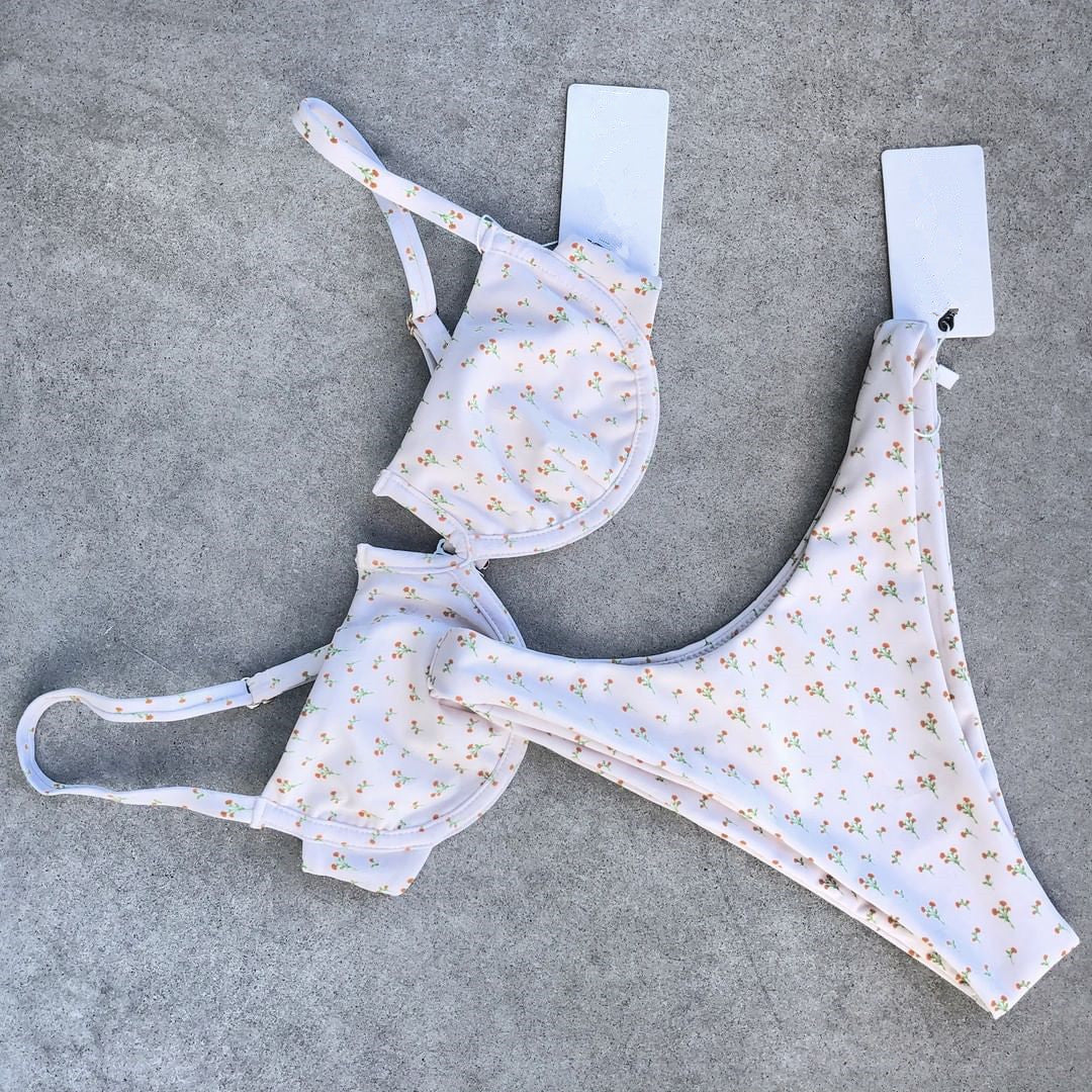 Women Seperated Swimwear Retro Dot Steel Bracket Gathered Sexy Bikini YatHin