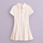 Women Three Color Shirt Mini Short Sleeve Dress Short TRAF