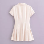 Women Three Color Shirt Mini Short Sleeve Dress Short TRAF