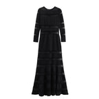 Summer Women Clothing Elegant Slightly Mature Black Panel Long Sleeve Dress SenDa