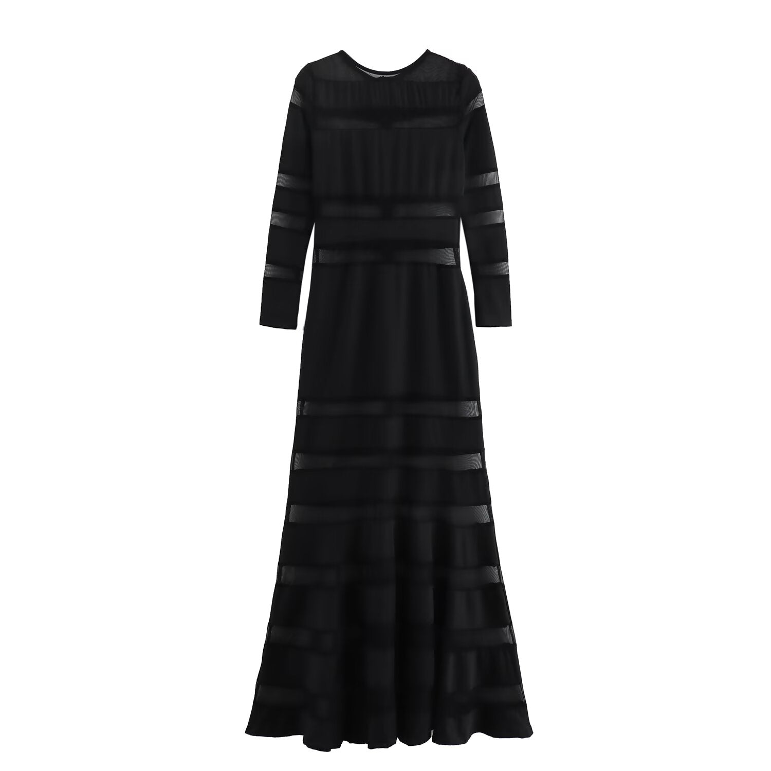 Summer Women Clothing Elegant Slightly Mature Black Panel Long Sleeve Dress SenDa