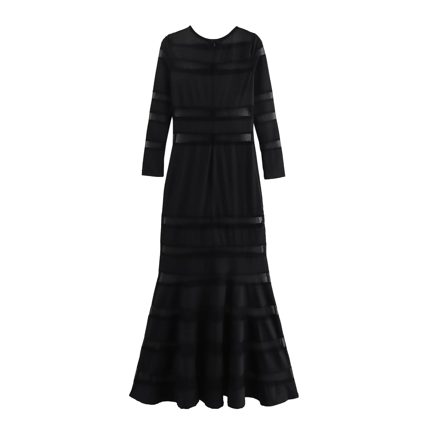 Summer Women Clothing Elegant Slightly Mature Black Panel Long Sleeve Dress SenDa