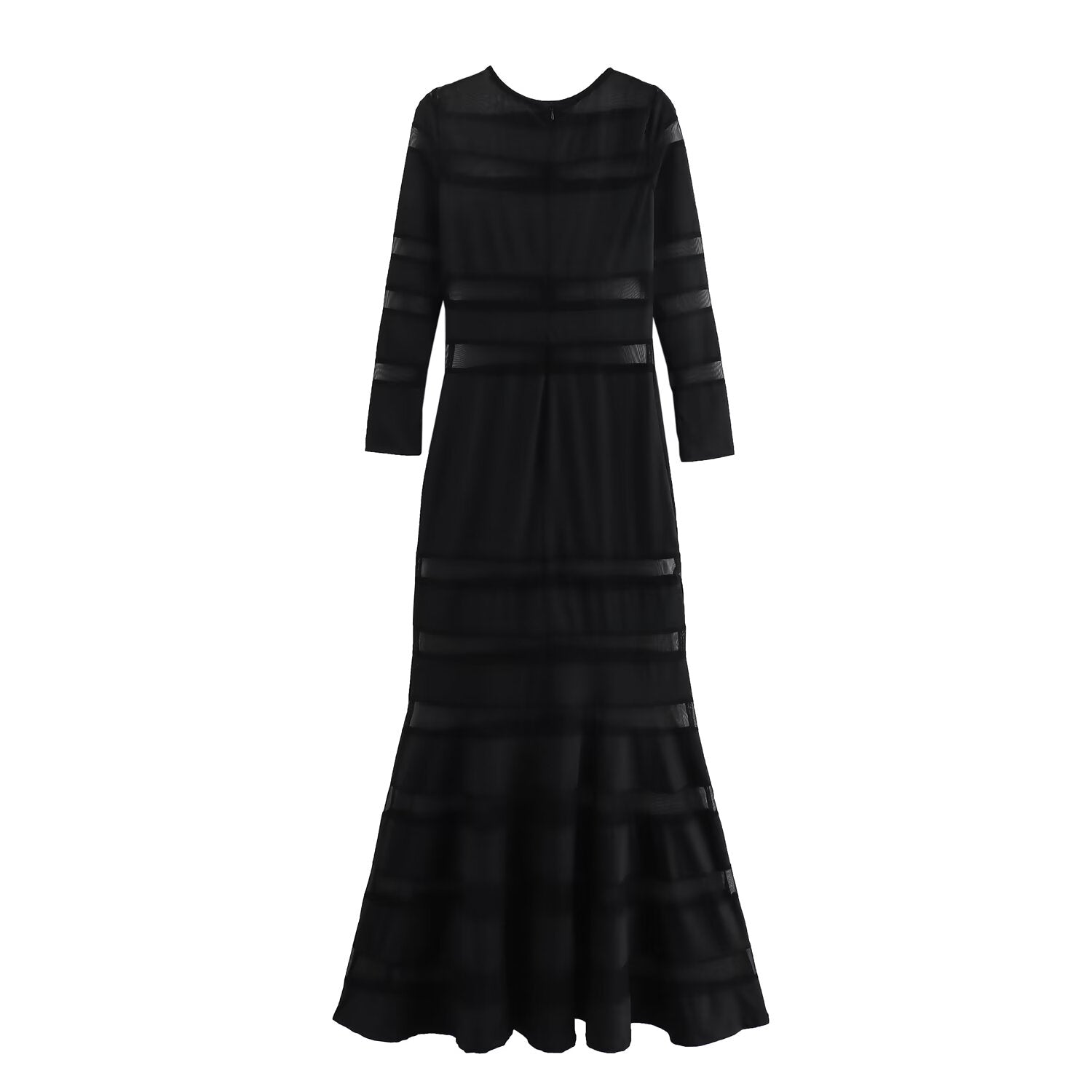 Summer Women Clothing Elegant Slightly Mature Black Panel Long Sleeve Dress SenDa