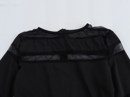 Summer Women Clothing Elegant Slightly Mature Black Panel Long Sleeve Dress SenDa