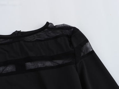 Summer Women Clothing Elegant Slightly Mature Black Panel Long Sleeve Dress SenDa