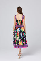 Summer Positioning Vintage Printed Three Dimensional Strapless Strap Dress Back Rubber Strap High Waist Dress ESUNG