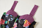 Summer Positioning Vintage Printed Three Dimensional Strapless Strap Dress Back Rubber Strap High Waist Dress ESUNG