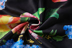 Summer Positioning Vintage Printed Three Dimensional Strapless Strap Dress Back Rubber Strap High Waist Dress ESUNG