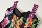 Summer Positioning Vintage Printed Three Dimensional Strapless Strap Dress Back Rubber Strap High Waist Dress ESUNG