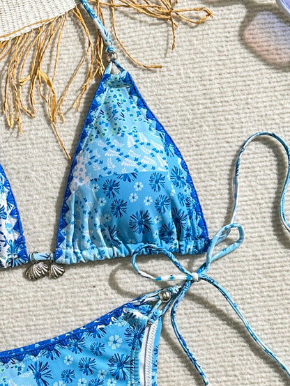 Conjunto de bikini sexy con cuello halter y estampado floral de Bikinx para mujer, ideal para playa y verano
