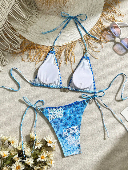 Conjunto de bikini sexy con cuello halter y estampado floral de Bikinx para mujer, ideal para playa y verano