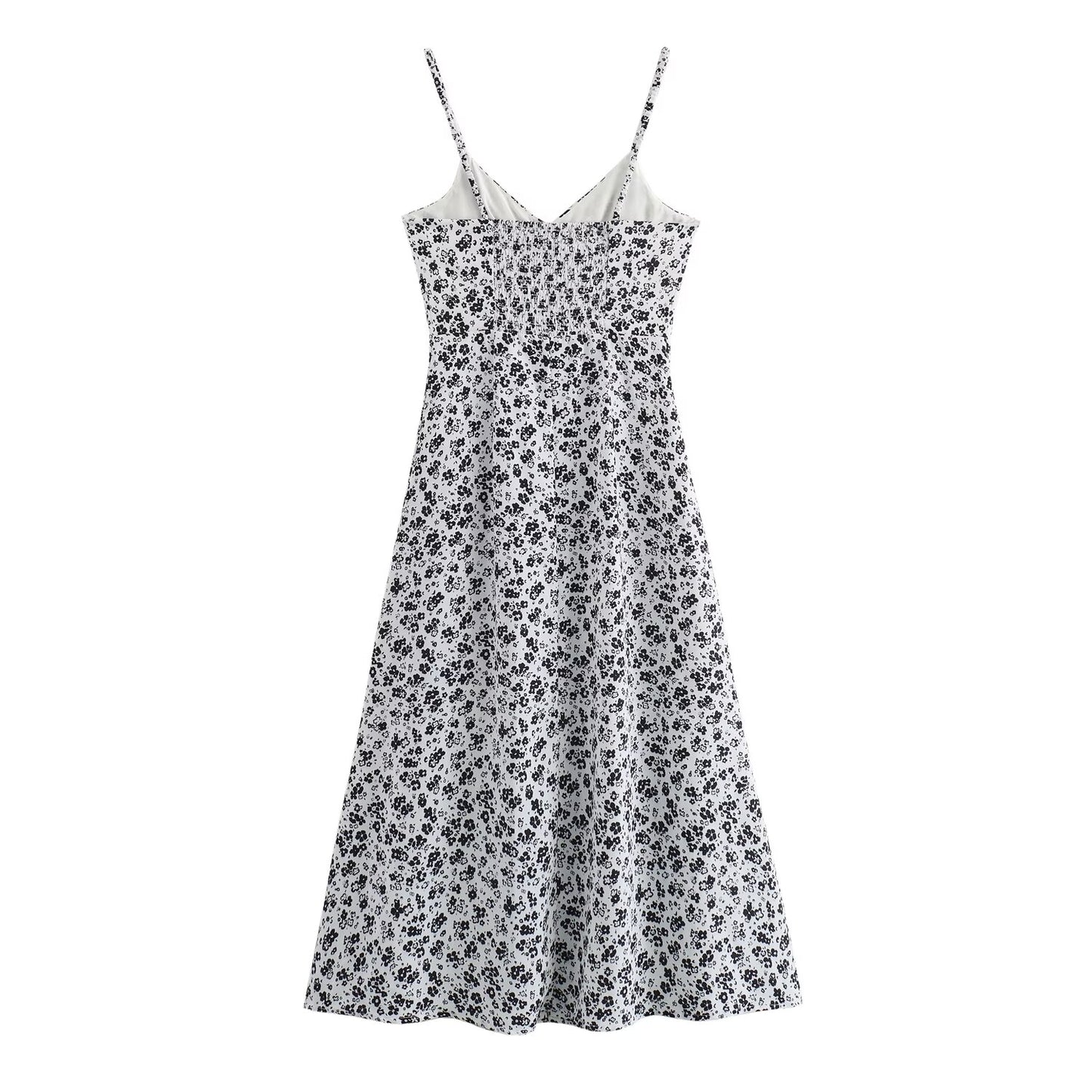 Summer Women Clothing Elegant Slightly Mature Floral Printing Shoulder Girdle Dress SenDa