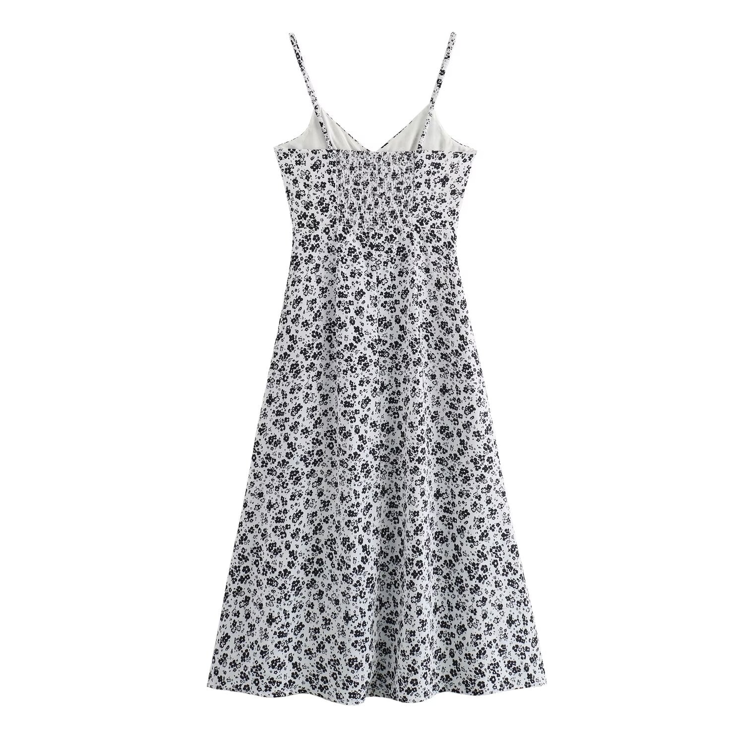 Summer Women Clothing Elegant Slightly Mature Floral Printing Shoulder Girdle Dress SenDa