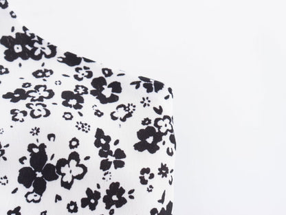 Summer Women Clothing Elegant Slightly Mature Floral Printing Shoulder Girdle Dress SenDa