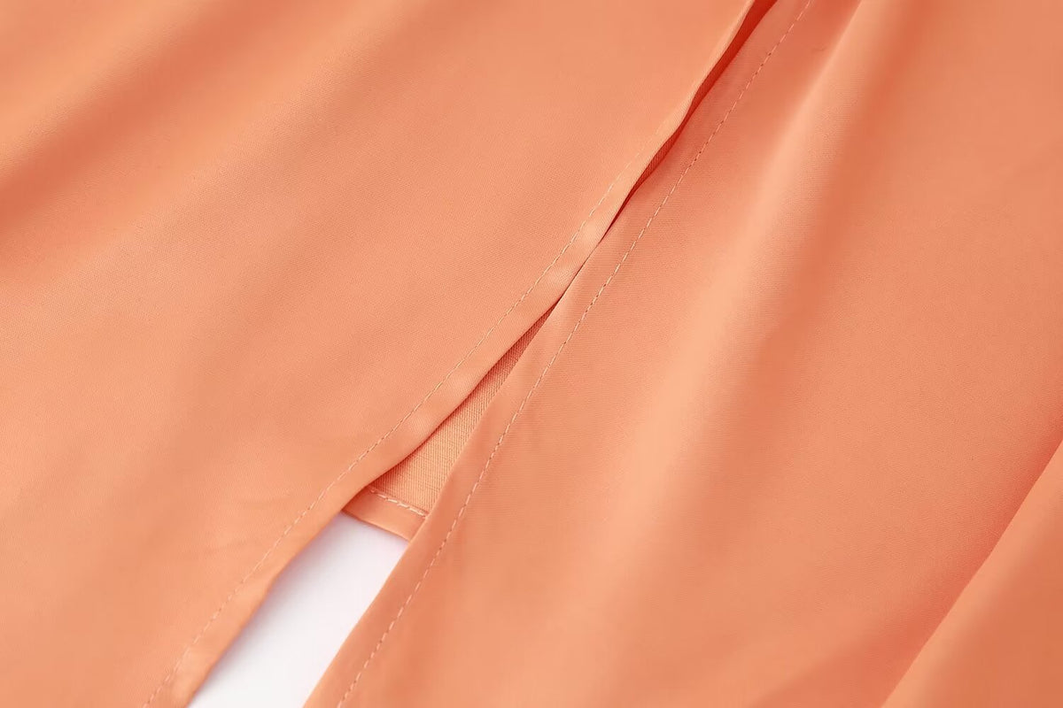 Summer Women Retro Deep V Plunge Neck Silk Satin Texture Slim Fit Sheath Pleated Dress Dress Shell